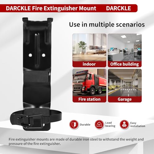 4PACK 2.5LB Fire Extinguisher Mount, Wall Mount Metal Bracket,fire Extinguisher Hanger for Vehicle, Car, Boat, Truck, Rv, House, Home Mini Fire Extinguishers-Black - Thumbnail 6