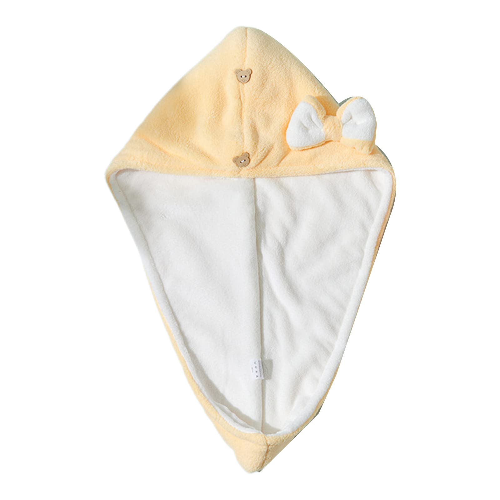 Buxuaaaa Bowknot Cartoon Cute Corals Velvet Bath Cap Dry Hair Towel Quick Drying Shower Cap Double Layer Water Absorption Bowknot Cartoon Cute Corals Velvet Bath Hair Hat with Button