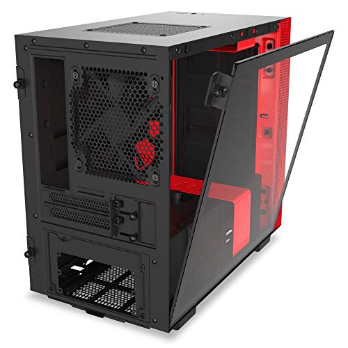 Image of NZXT H210 - Mini-ITX PC Gaming Case - Front I /O USB Type-C Port - Tempered Glass Side Panel - Cable Management System - Water-Cooling Ready - Radiator Bracket - Steel Construction - Black /Red