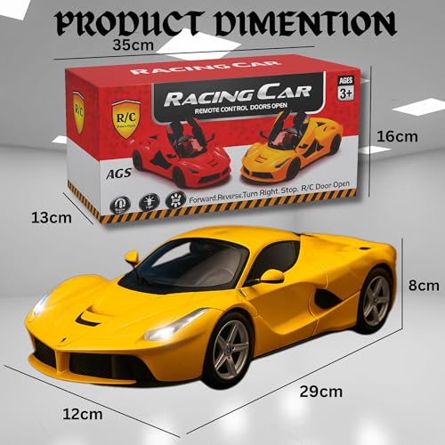 Image of GRAPHENE 1:16 Scale Big Remote Control Racing Wall Car Super Sports Car Toy RC Rechargeable Fe-rrari Openable Doors Led Lights High Speed Realistic Miniature Model Vehicle for 7-14 Years Kids Boys