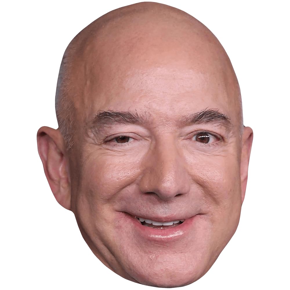 Jeff Bezos (Smile) Celebrity Mask, Flat Card Face, Fancy Dress Mask