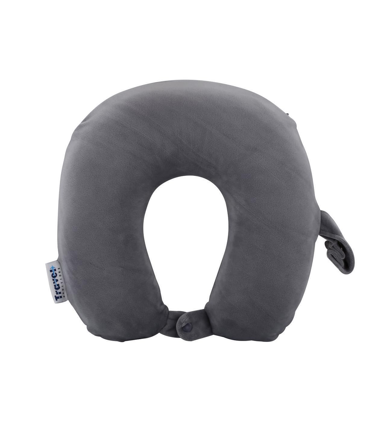 Travel Addition Travel Memory Foam Neck Pillow Multipurpose, Comfortable Travel Pillow Great for Long Road Trips and Flights (Grey)-image-1