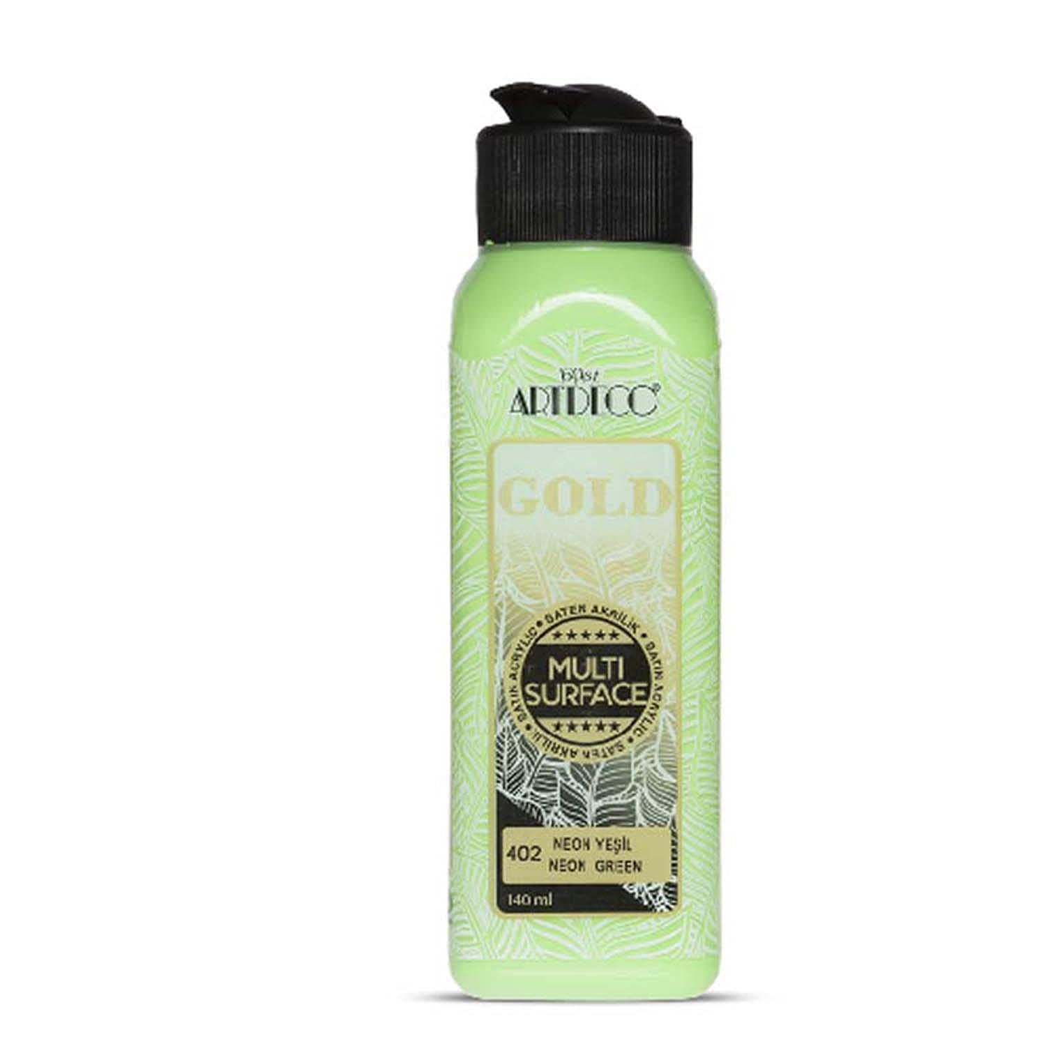 Artdeco złota neonowa farba akrylowa o wielu powierzchniach, 140 ml, neonowa zieleń 402