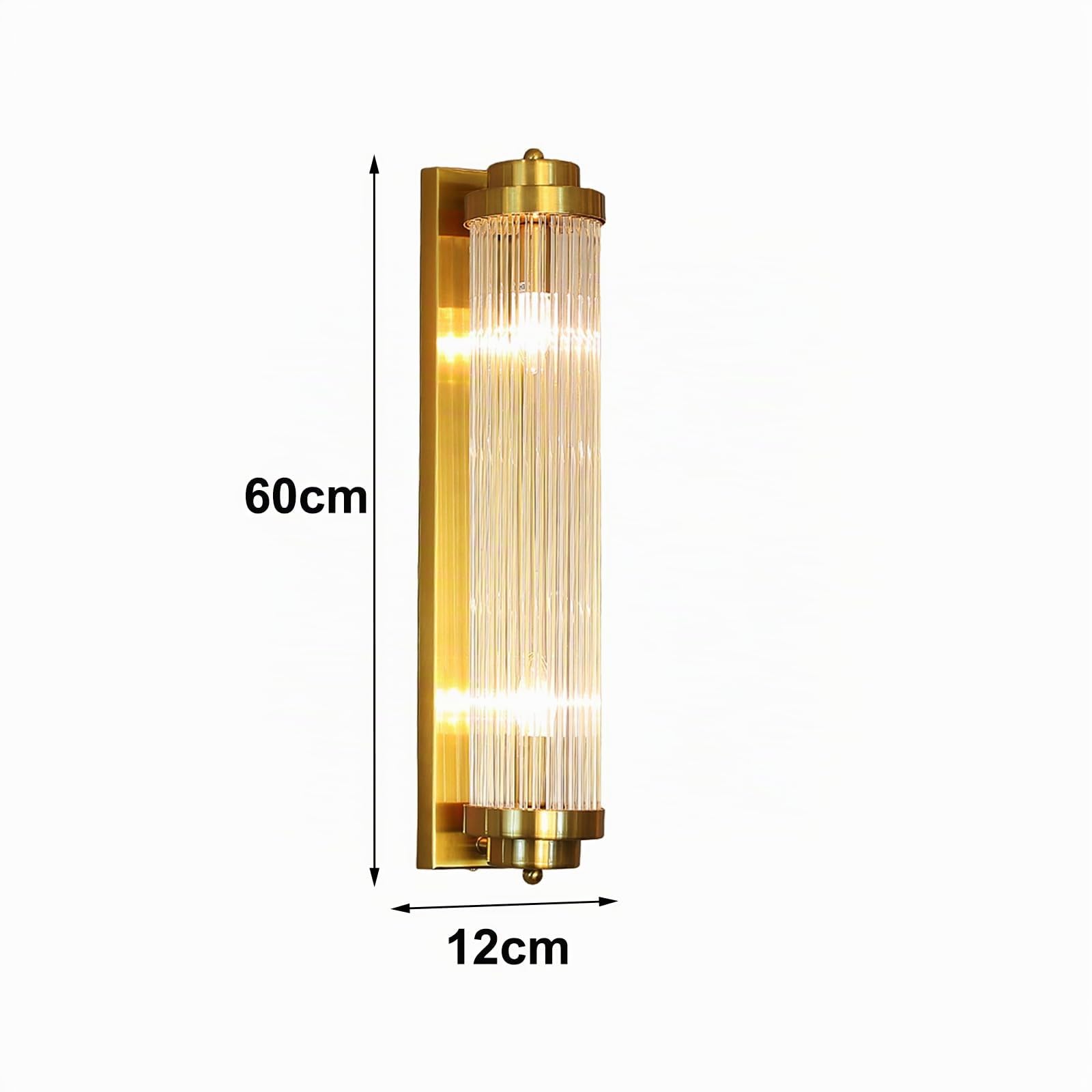 Applique in cristallo dorato e ottone da 600 mm, lampada da parete in cristallo e base dorata, lampada da parete (Ottone Oro)