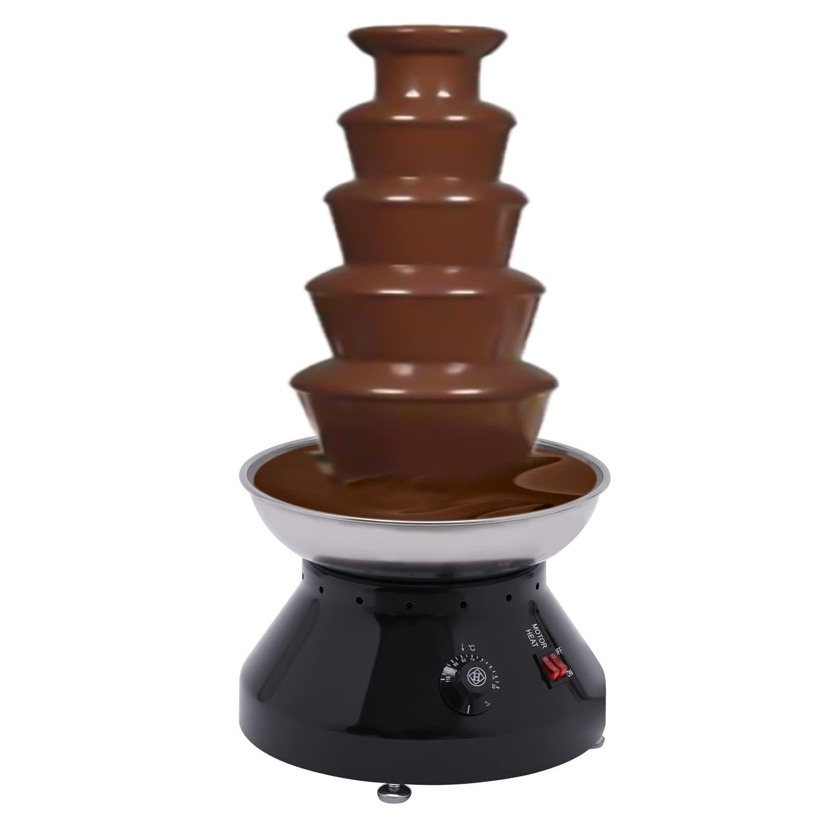 DFEDHF Commercial Chocolate Fountain, 5 Layers Large Chocolate Cheese Fondue Tower Stainless Steel Hot Chocolate Waterfall