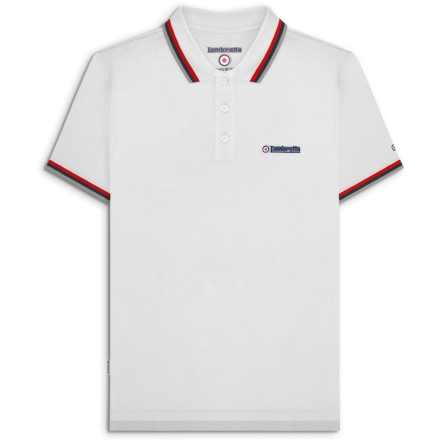 Lambretta Mens Tip Polo White/Red XXL