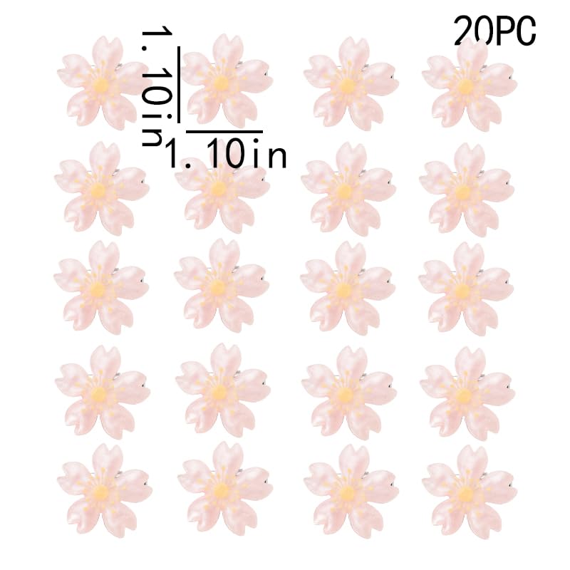 Pinzas de flores rosas pequeñas para cabello, 20 piezas miniatura 2