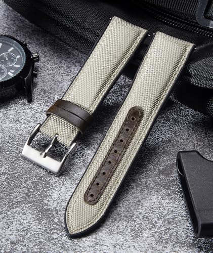 Image of BINLUN Nylon Silicone Watch Bands 18mm 19mm 20mm 21mm 22mm Quick Release Canvas Rubber Hybrid Watch Strap Replacement Watchband for Men Women 9 Colors Silver /Black Buckle