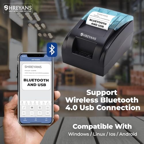 Image of Shreyans 58mm (2 Inch) Direct USB + Bluetooth Thermal Receipt Printer | 14-Days Free Trial Software POS for Restaurants, Cafes, Bakery, Food Businesses