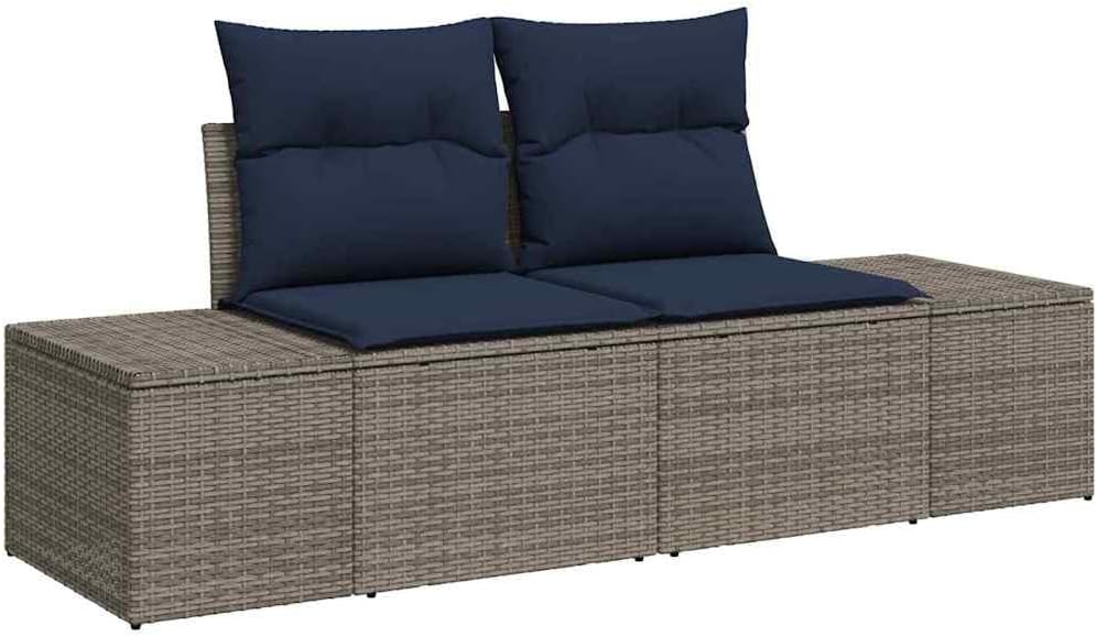 9-Piece Grey Poly Rattan Garden Sofa Set with Cushions, Modular Outdoor Seating Furniture, Weather-Resistant Patio Lounge Set for Elegant and Comfortable Relaxation Space