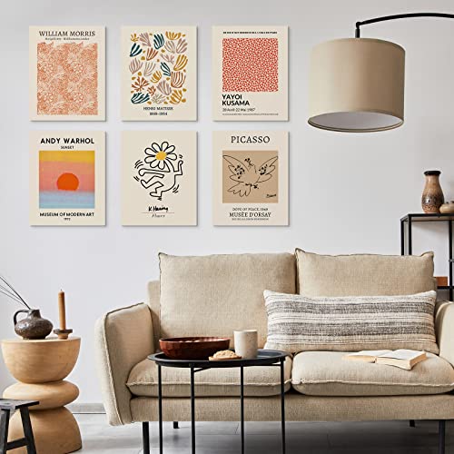 Image of Habseligkeit Retro Room Decor, Matisse Abstract Wall Art Prints, Minimalist Boho Bedroom Decor for Girs Unframed,11x14in, Set of 6