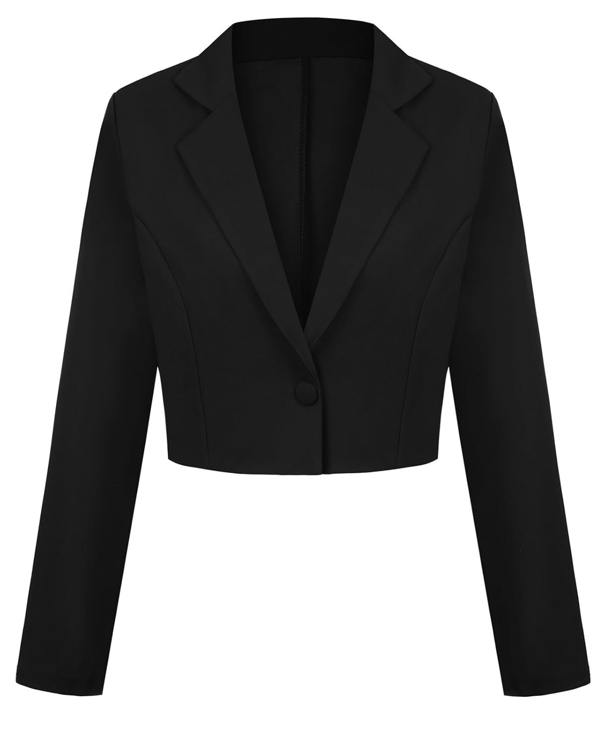 Blazers for Women Business Casual Cropped Long Sleeve Blazer Jacket Notch Lapel One Button Suit Jackets Black M