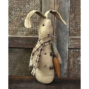 Primitives Supplies for Grubby Primitive Rustic Country Bernie Bunny Rabbit Rag Doll Easter W Bells 9 for Holiday Kitchen Farhouse Home Decor