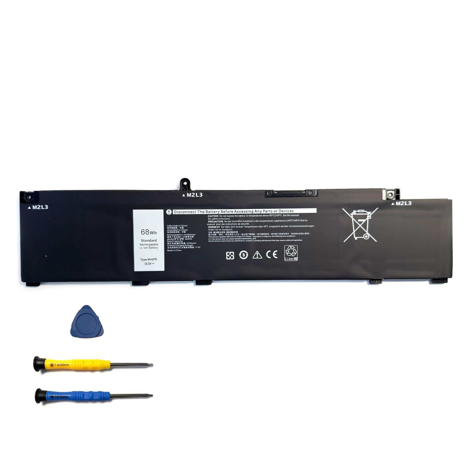 MV07R 72WGV 072WGV W5W19 0W5W19 JJRRD 0JJRRD 266J9 PN1VN M4GWP Remplacement de la Batterie d'un Ordinateur Portable pour Dell G3 15 3500 3590 3700 3790 G5 15 5500 5505 SE Series(15.2V 68Wh)