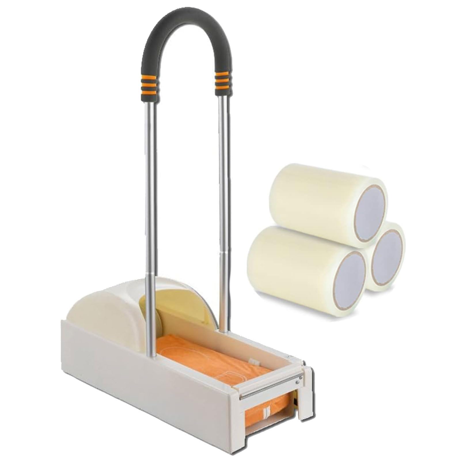 Dispensador automático de fundas de zapatos con película impermeable y apoyabrazos