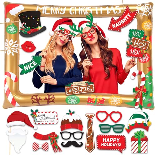 Natal molde de fotos insuflável com 38 peças acessórios Photocall foto Prop, Natal Prop Photo Booth, acessórios para fotos de natural, Fotocall Photocall aniversário natural acessórios foto Prop