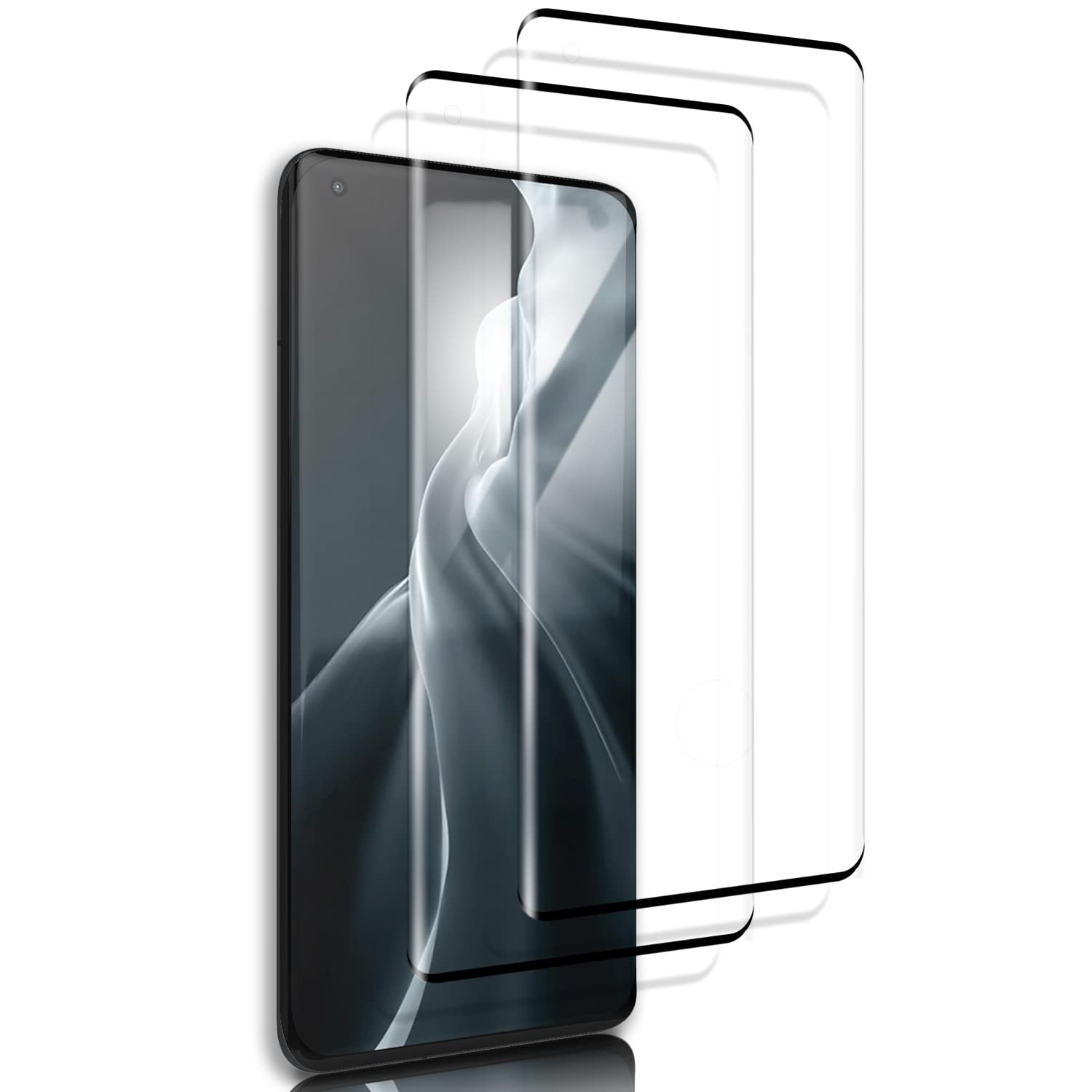 Three-Tree Screen Protector for Xiaomi Mi 11 5G, Film Pack of 2 [Fingerprint Reader Function Top 9H 3D Full Coverage Anti-Scratch] Tempered Glass Screen Protector for Xiaomi Mi 11 5G