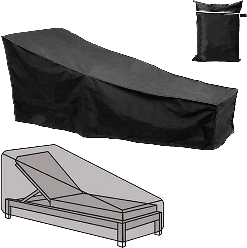 UCARE Chaise Lounge Chair Cover Black 82x30x31in Waterproof Dust-Proof Patio Chaise Lounge Covers Protection for Garden Yard Outdoor Furniture Recliner Cover (1)