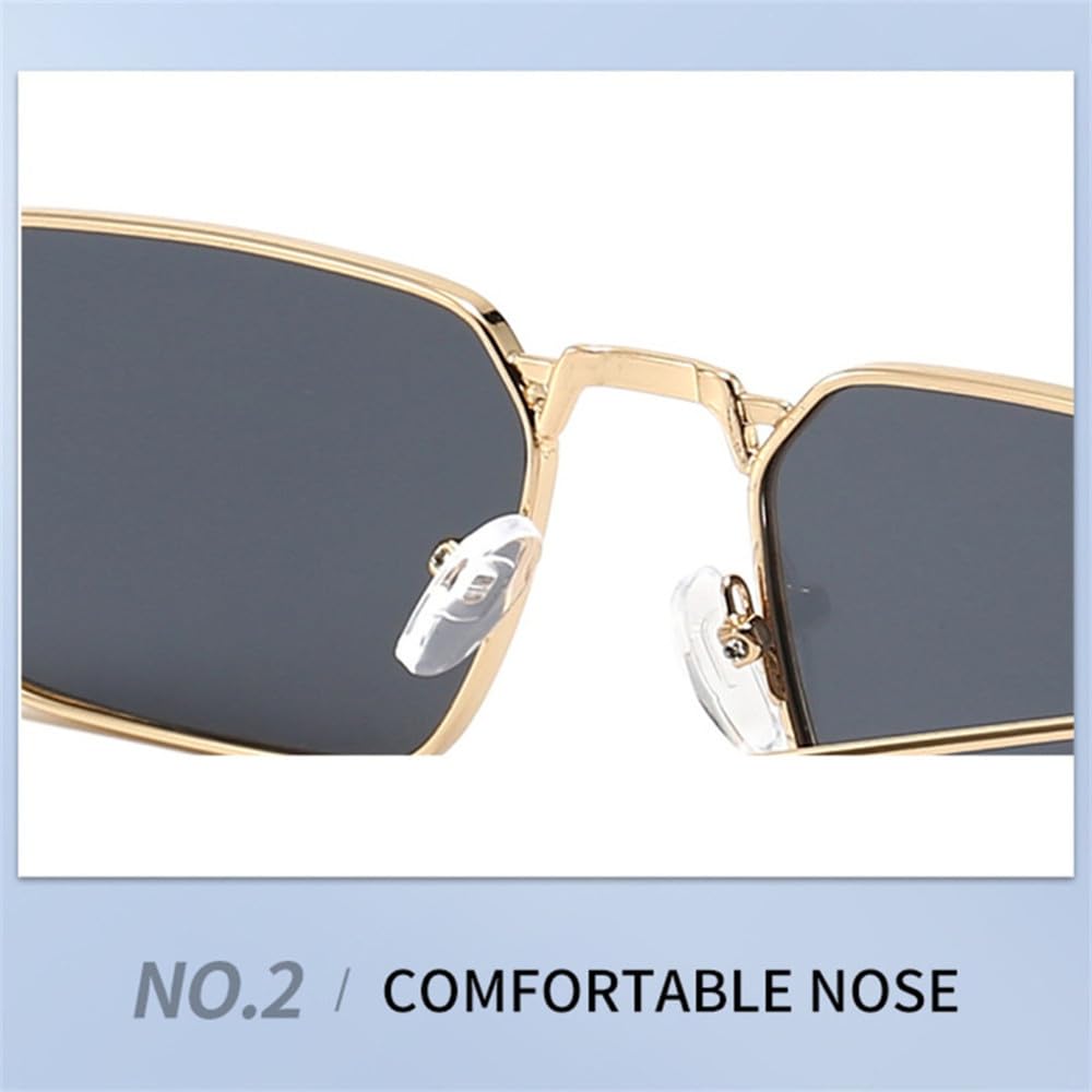 Gafas de sol cuadradas de moda para hombre, montura metálica estrecha, gafas de sol para mujer, protección UV400, estilo