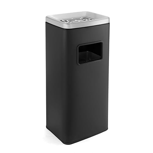WICHEMI Cubo de basura comercial para exteriores, cubo interior extraíble de 4 galones con tapa, cubo de basura de acero inoxidable para oficina,