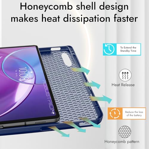 Image of Robustrion Case for Lenovo Idea Tab Pro 2nd Gen 13 inch Cover Case with [Pencil Holder] [Soft Flexible Case] for Lenovo Idea Tab Pro Gen 2 Cover Case 13 inch [Auto Sleep Wake Support] - Navy