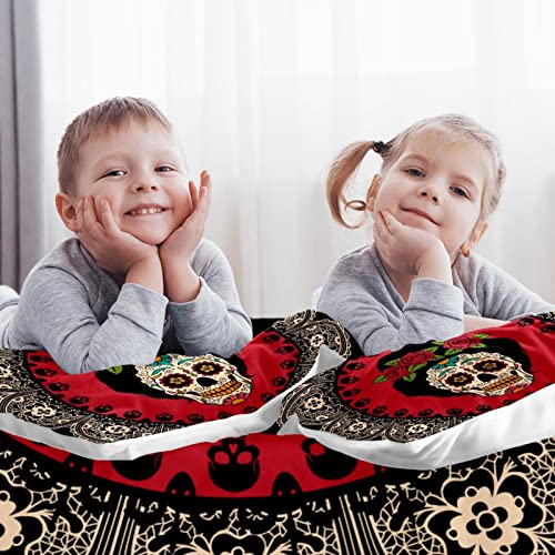 Ratgdn Frame Mexican Skull Girl Bedding Duvet Cover Set 3D Printed Design Black Boys Girls Bedding Sets King 1 Duvet Cover 2 Pillowcases, (No Comforter) #TOP1