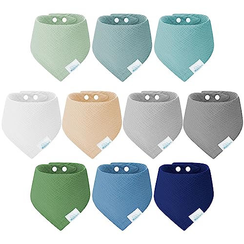 12er Pack Baby Halstücher – Saugstark, Aus Bio-Baumwolle, Verstellbar Für 0-36 Monate