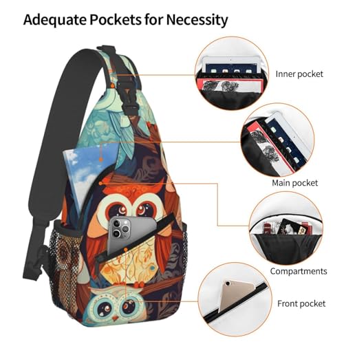 Mochila Sling Crossbody Negra Anime Búho miniatura 3