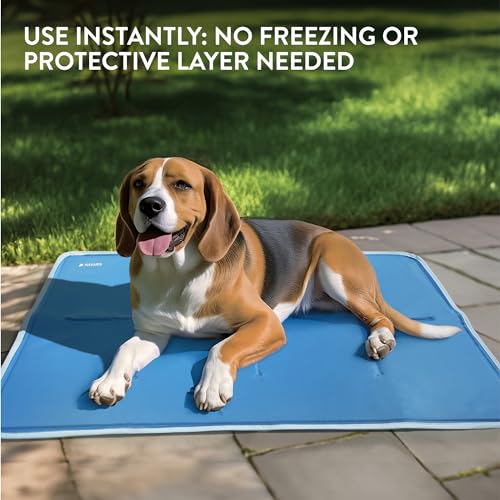 Navaris Kühlmatte für Hunde - Kühlmatte Hund - Selbstkühlende Hautiermatte mit Gel - Kühlmatte für Haustiere - Erfrischung für deinen Liebling - 60 x 90 cm - blau