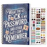 Funny Password Notebook - Spiral Bound with Lock Icons & Funny Security Phrases,Password Notebook for Recording Website, Usernames, Passwords, Internet Password Organizer Notebook for Home & Office (Blue)