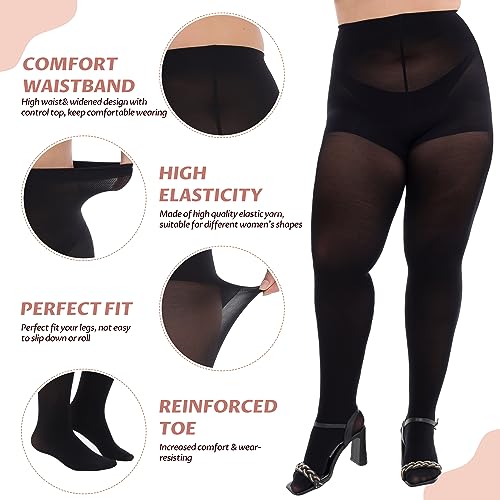 MANZI Plus Size Opaque Control Top Tights for Women 70 Denier Run Resistant High Waist Pantyhose3