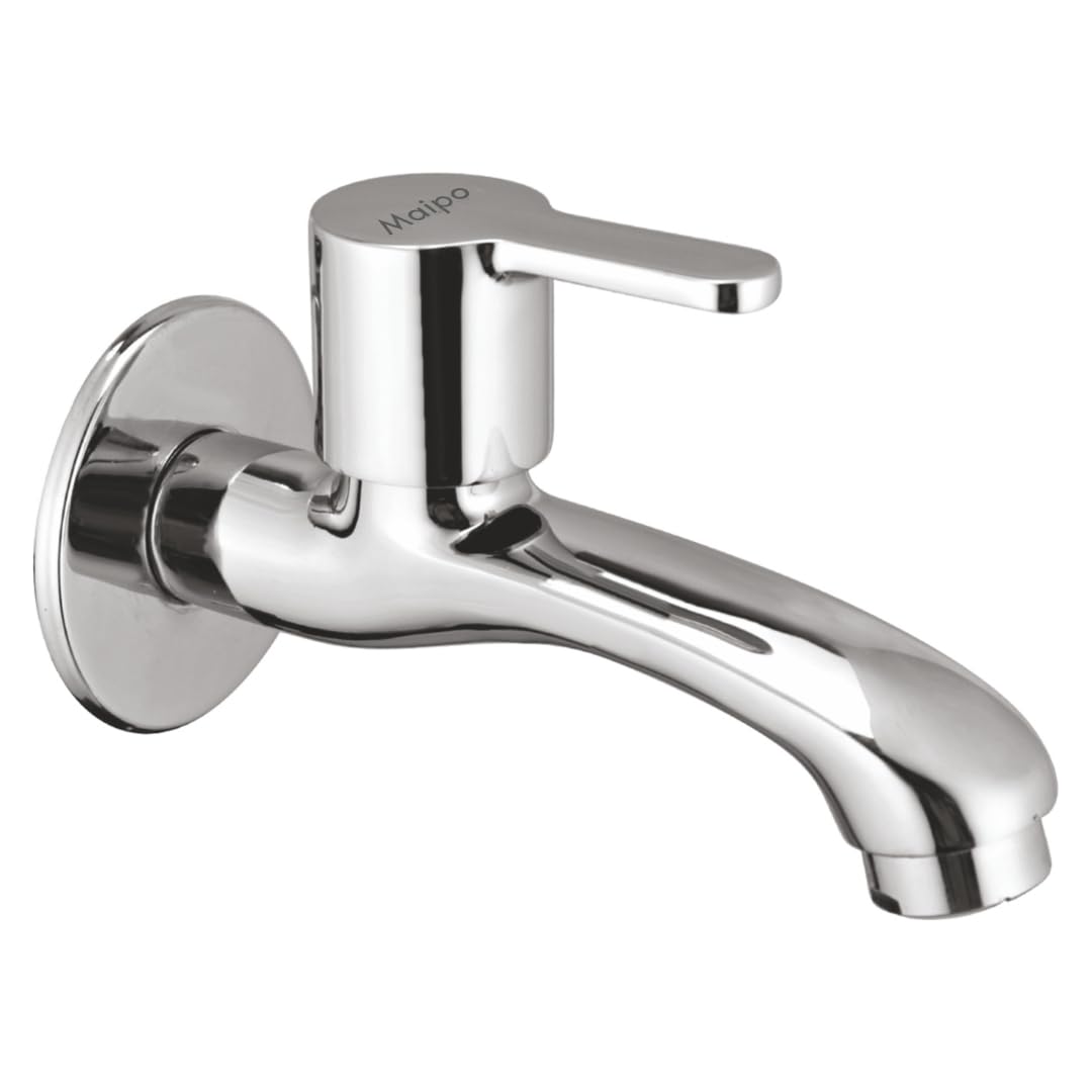Maipo Jio Honey Brass Long Body Bib Cock Tap with Wall Flange & Foam Flow|Wall Mounted Quarter Turn Bathroom Faucet|Brass Long Body Tap for Wash Basin, Kitchen & Utility Area|Chrome Finish-image-36