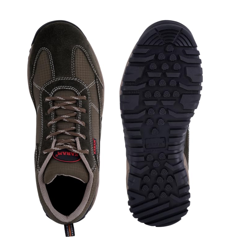 Image of Karam FS252OL Safety Shoes for Men | FALKON Olive Green Safety Shoes | Slip Resistant | Fibre Toe Cap Safety Shoes for Industries | Lightweight | Stylish Industrial Shoes for Men | FS252OL(FWDAMZ) |