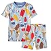 Butterblu Shade Snug-fit 2-Piece Pajamas 100% Organic Cotton Short Sleeve Top and Shorts for Boys & Girls, Chill Out, 7 Years