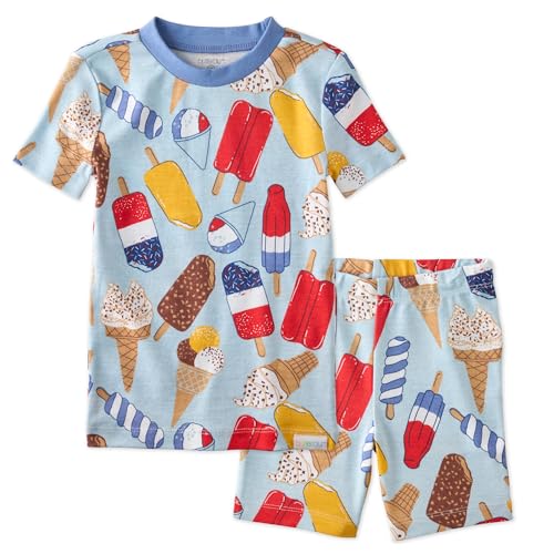 Butterblu Shade Snug-fit 2-Piece Pajamas 100% Organic Cotton Short Sleeve Top and Shorts for Boys & Girls Chill Out 4T