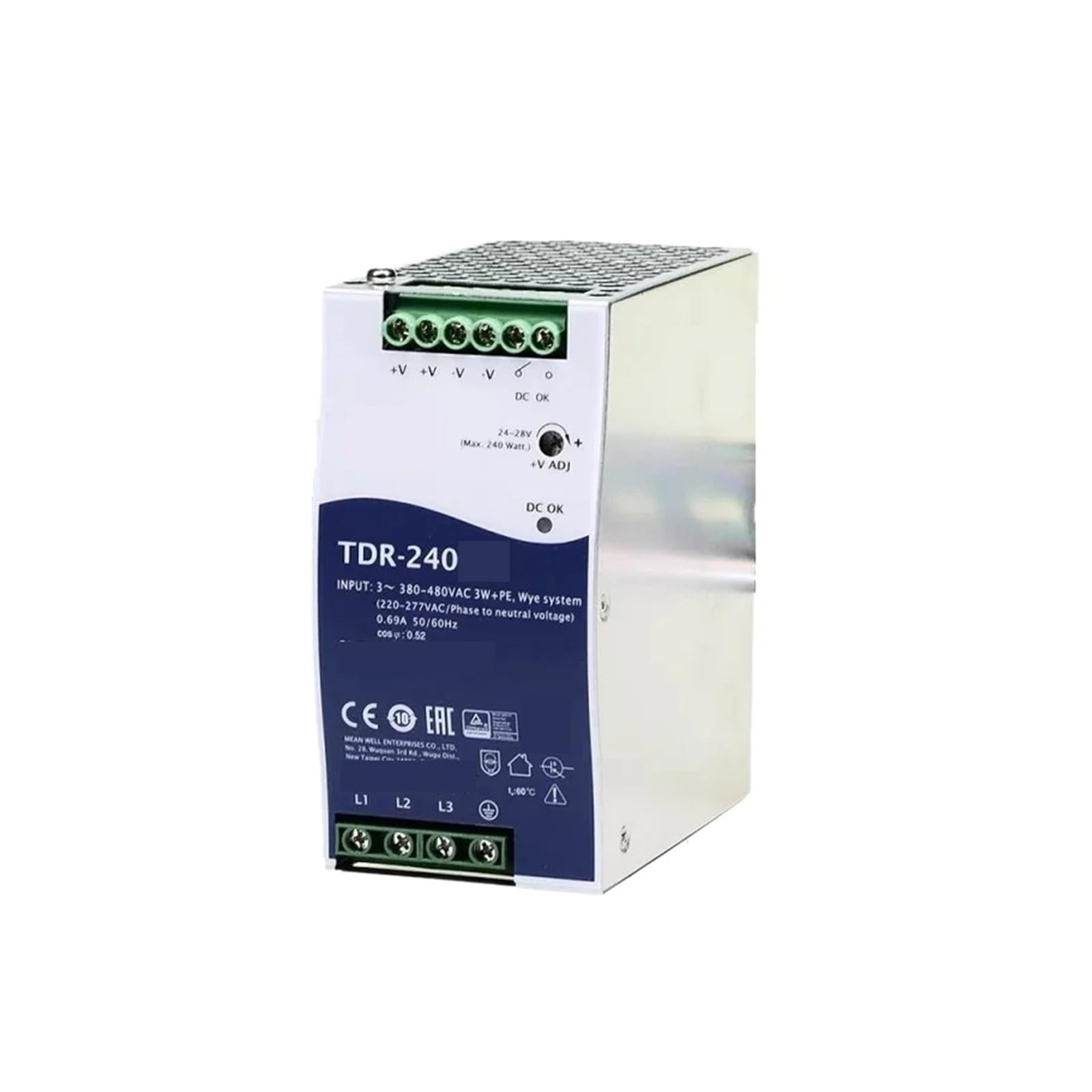 Alimentation à découpage TDR-240-48V triphasée rail DIN industrielle - 4