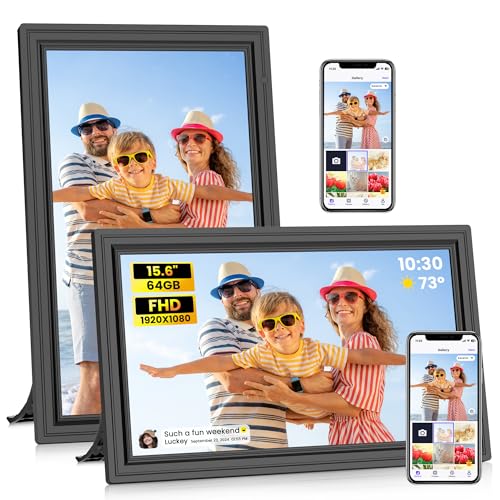 Image of Uhale 2 Pack 15.6 inch Digital Picture Frame 64GB Storage 1920x1080 IPS FHD WiFi Electronic Photo Frame with Remote Control Support SD Card /USB Drive Share Photos /Videos Anywhere (No Touchscreen)