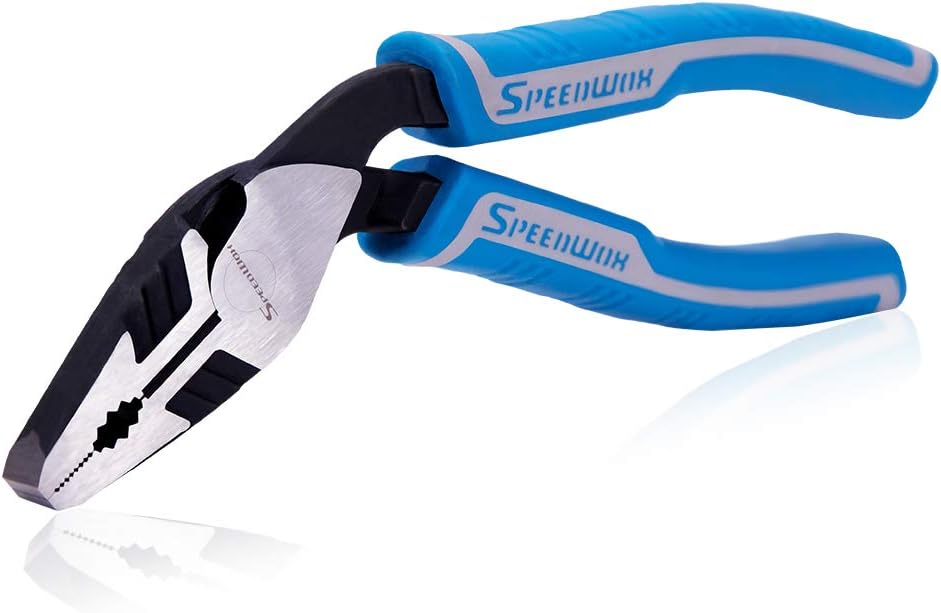 SPEEDWOX Combination Pliers Lineman Pliers Heavy Duty 7-1/2 Inches Reduce Effort by 35% Angled Head Wire Side Cutting Multi Use Pistol Grip Remove Screws Bolts Professional Tool