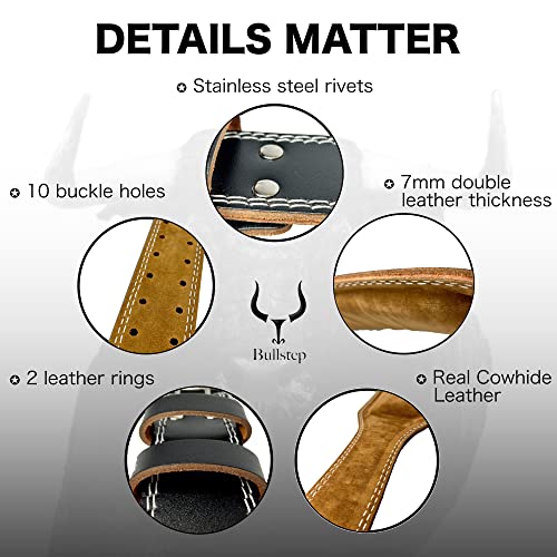 Bullstep Gewichtheffen riem Mannen en Vrouwen, Bodybuilding riem, Dikke Lederen Lendengordel voor Gym lifting, Powerlifting, Training - Afbeelding 6