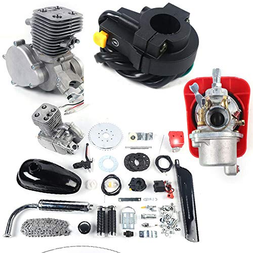 100cc Bike Bicycle Sprocket Motorized 2 Stroke Petrol Gas Motor Engine Kits for Gas Petrol Motorized Bike Engine Bicycle Air Cooling CDI Engine Set Kit (44 Tooth)