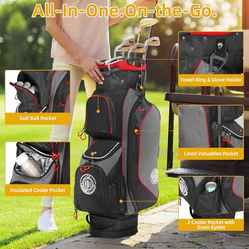 Golf Cart Bag, 15 Way Top Lightweight Golf Bag, Golf Club Cart Bags for Men Women with Full-Length Dividers, Dedicated Putter Well, Rain Cover - Image 5