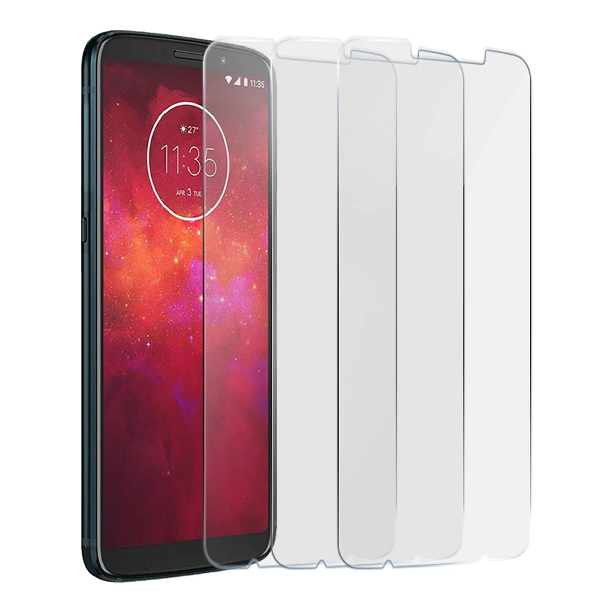 3 pcs Screen Protector for Moto Z3/Moto Z3 play，Anti-Scratch 9H Hardness Tempered glass Protective Film