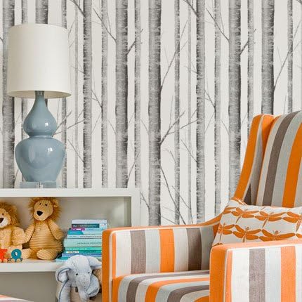 Simple Shapes Birch Tree Vinyl Temporary Wallpaper - 2ft x 9 ft - Single