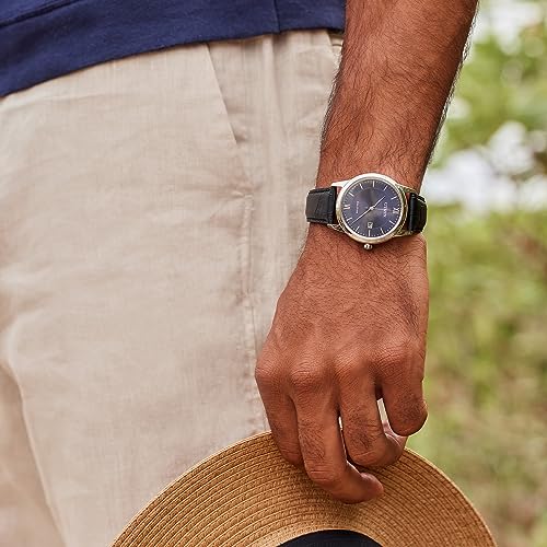 Image of Citizen Men's Classic Eco-Drive Leather Strap Watch, 3-Hand Date