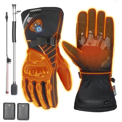KEMIMOTO Guantes Calefactable, Doble Alimentación por 3000mAH Batería o 12V