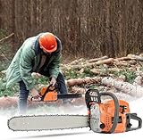 1 Ensemble de 58 CC Tronconneuse Thermique,Tronçonneuse à essence de 20 pouces, tronçonneuse à essence portative à 2 temps pour la coupe de bois et d'arbres à la ferme (Orange)