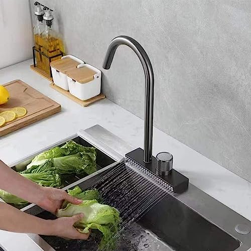 Mitigeur d'évier de cuisine mélangeur avec bec cascade moderne pour évier compact - 4