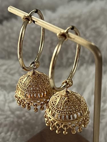 Generic Jhumka style clipon earrings Indian style clipon earrings, Gold and pearls4