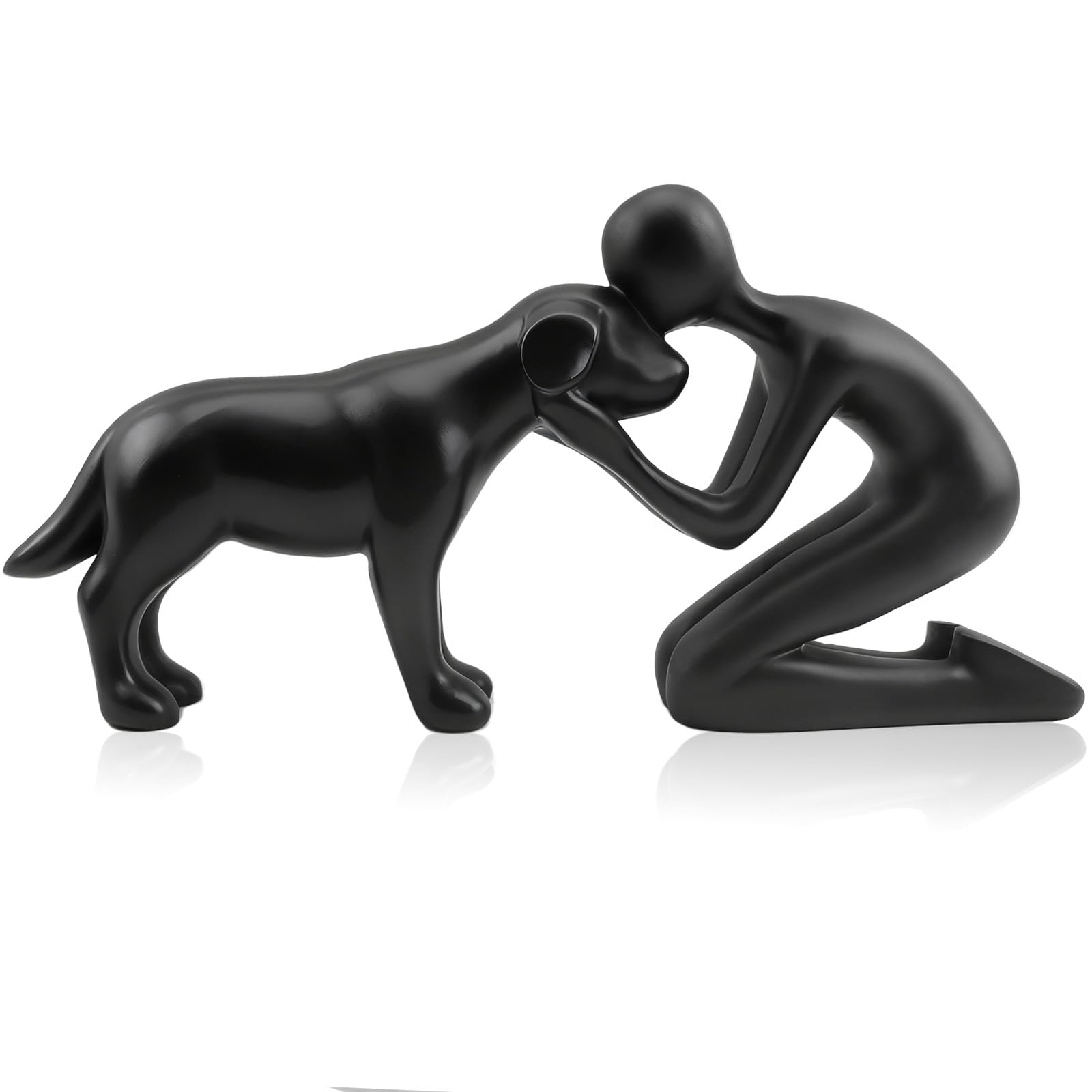 LOVIN PRODUCT Dog & Me Sculpture, Pet Memorial Gift Statue, Black