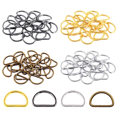 Swpeet 120Pcs 5/4 Inch - 30mm 4Colors Multi-Purpose Metal D Ring Semi-Circular D Ring for Hardware Bags Ring Hand DIY Accessories (Mixed Color, 5/4 inch)